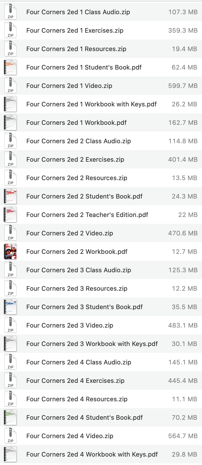 Four Corners 2ed list