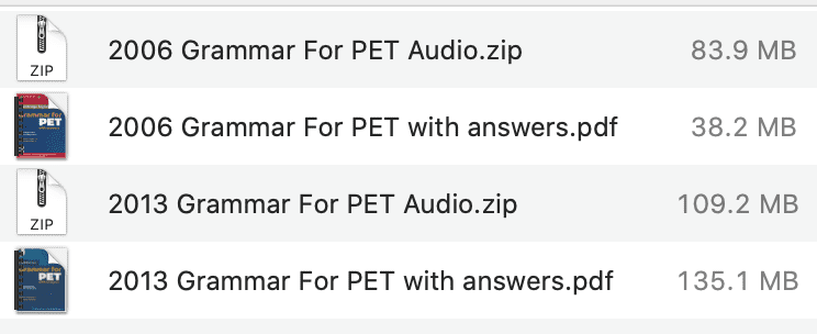 Grammar For PET list