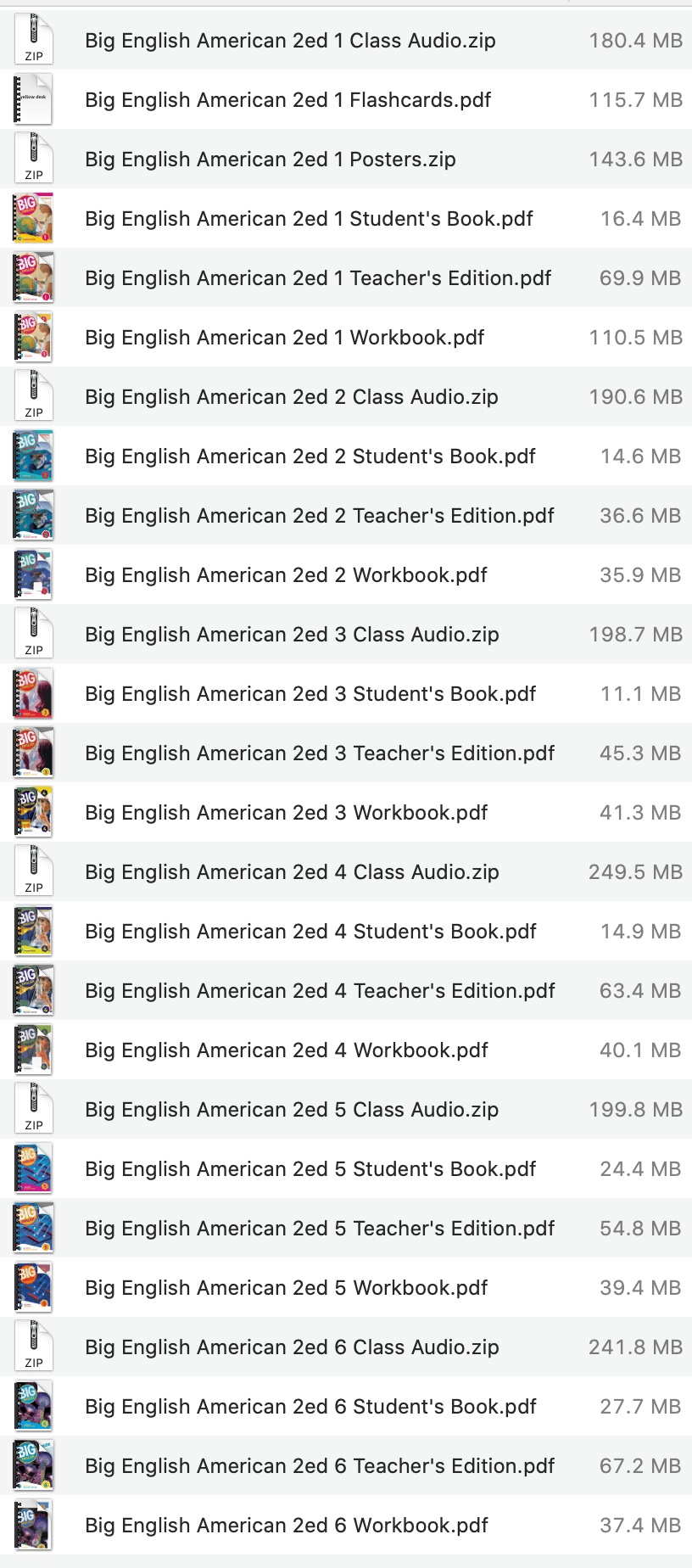 Big English American 2ed list
