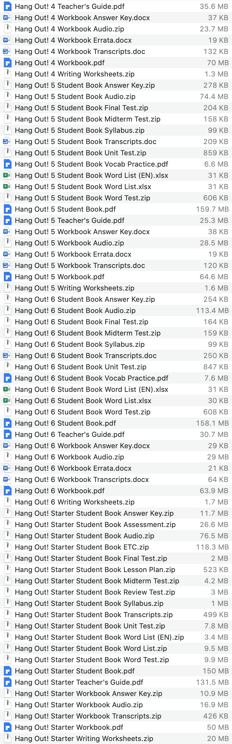Hang Out list 2