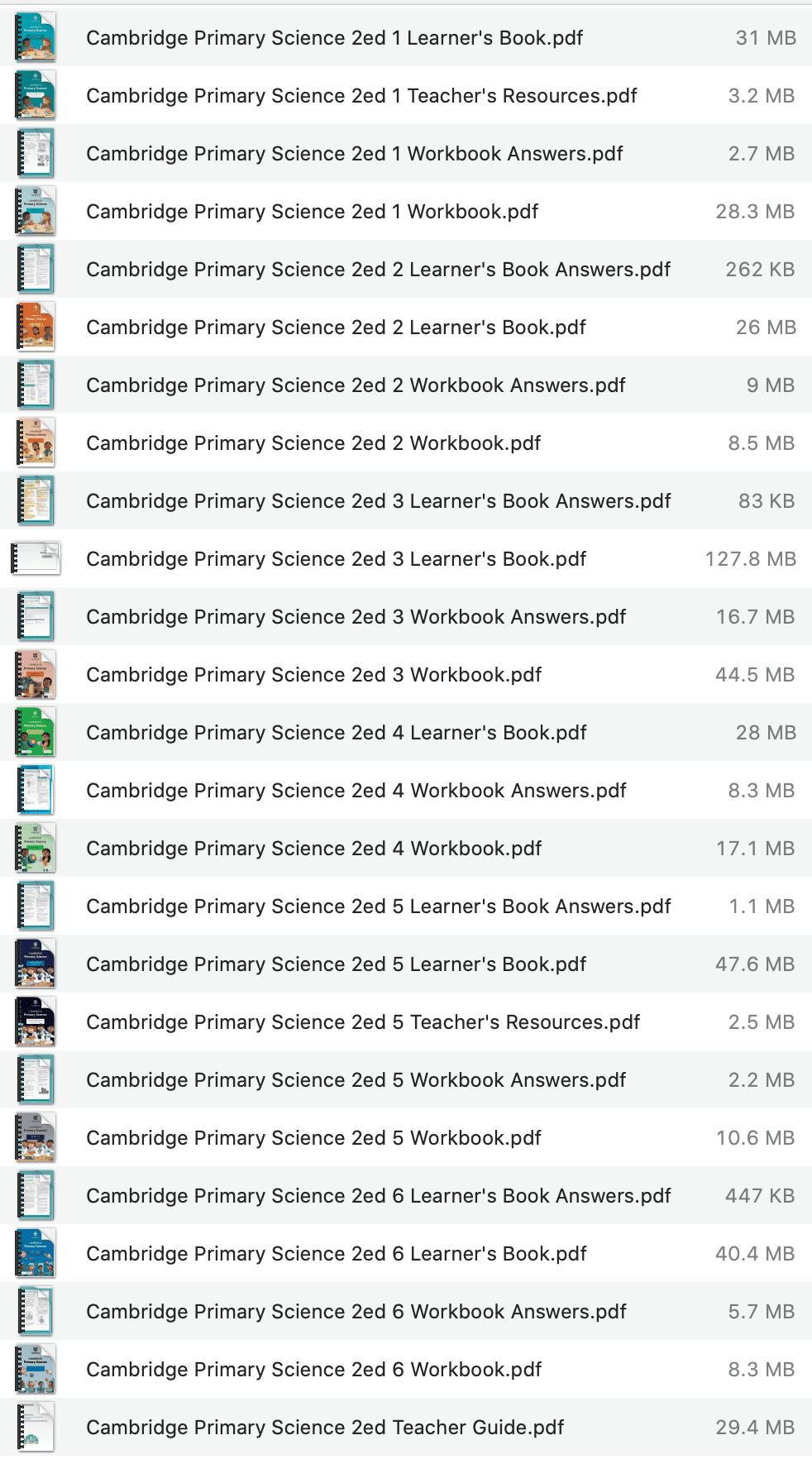 Cambridge Primary Science 2nd Edition list