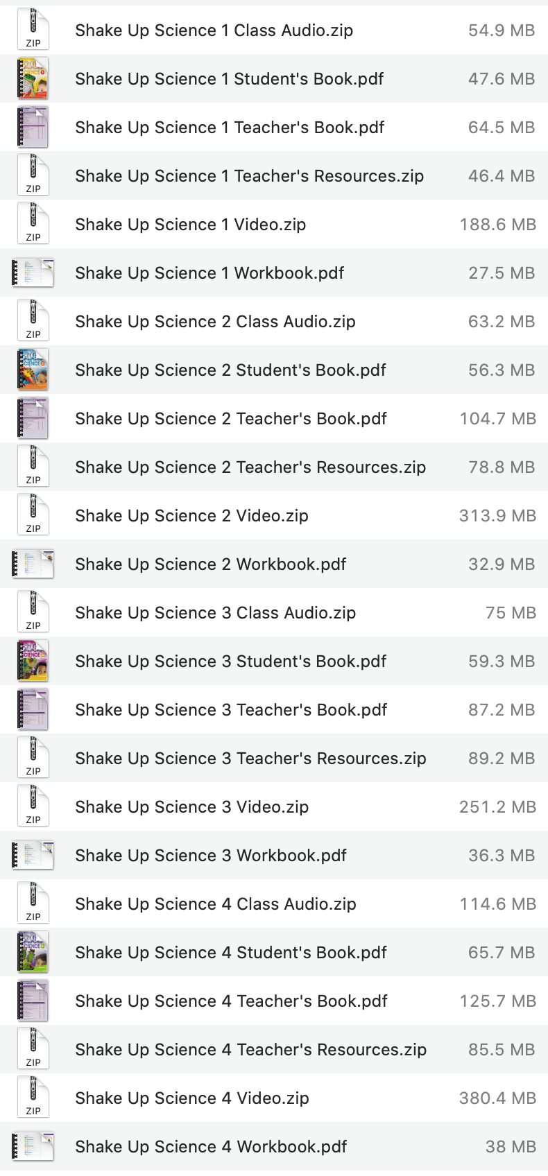 Shake Up Science list