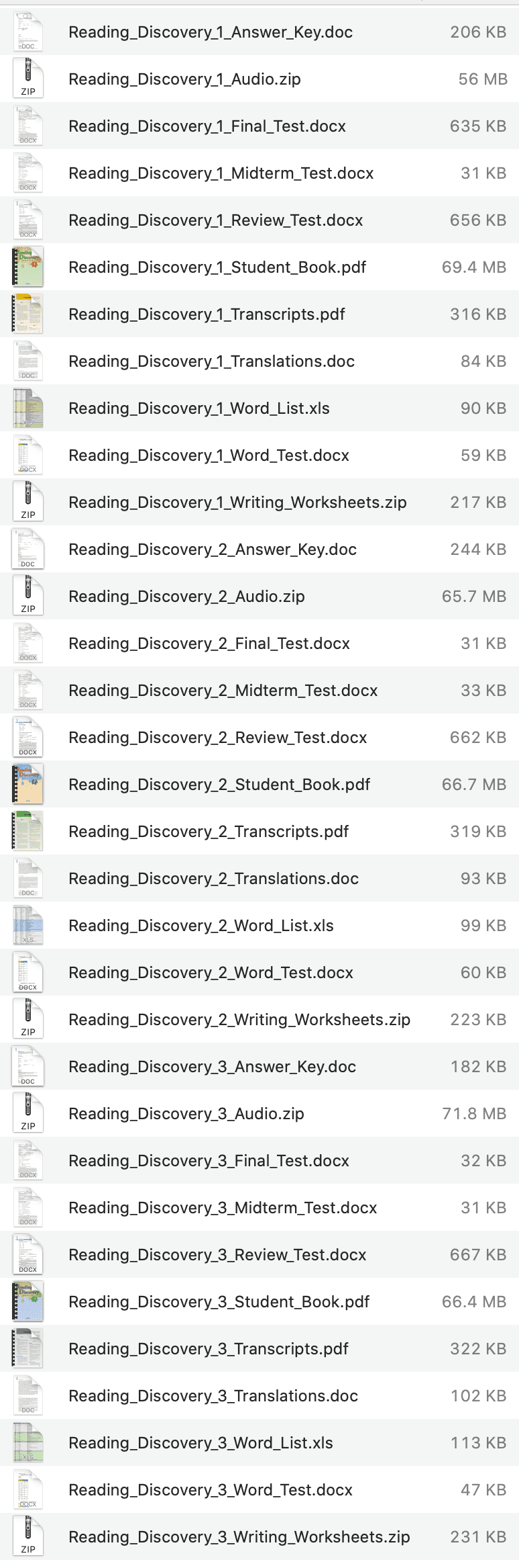 Reading Discovery list