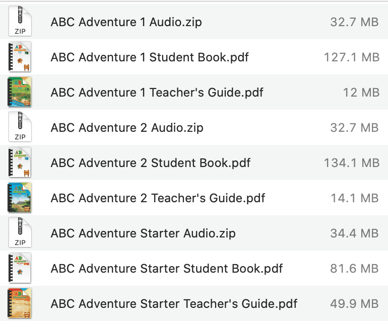 ABC Adventures list
