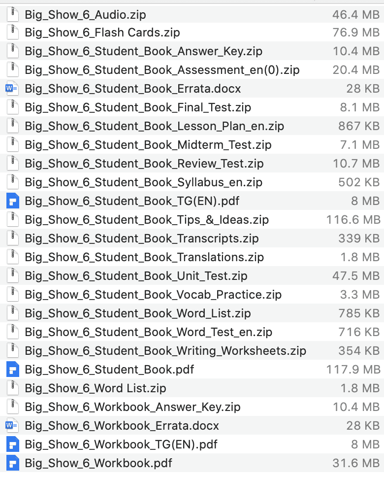 Big Show 6 list