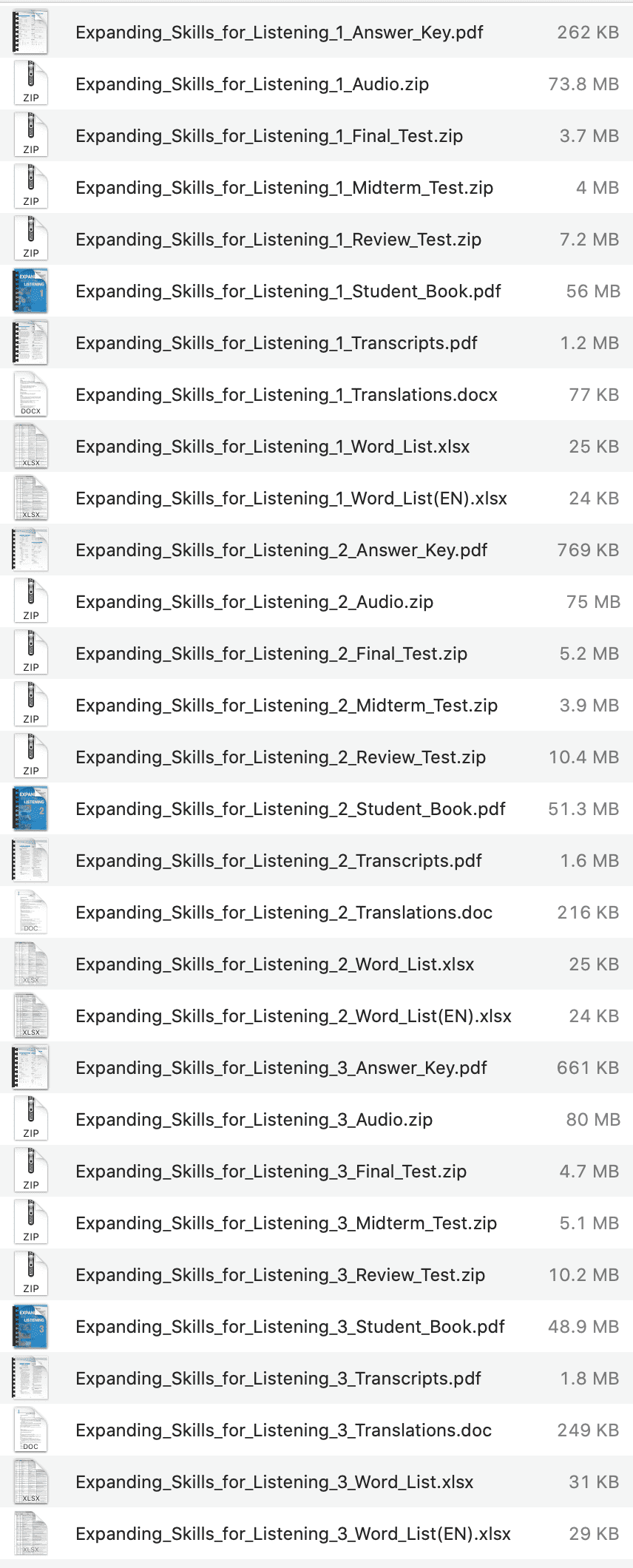 Expanding Skills for Listening list