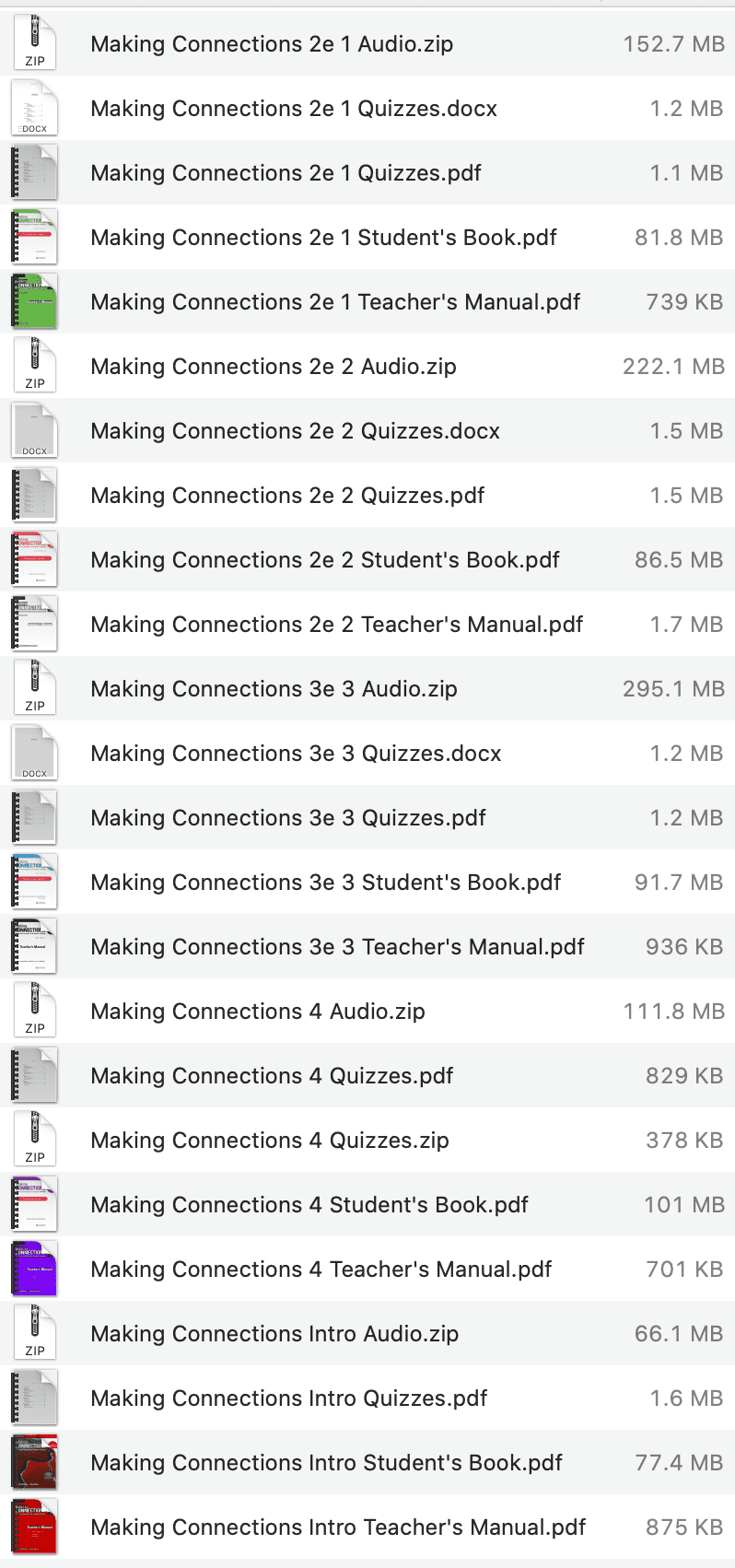 Making Connections list
