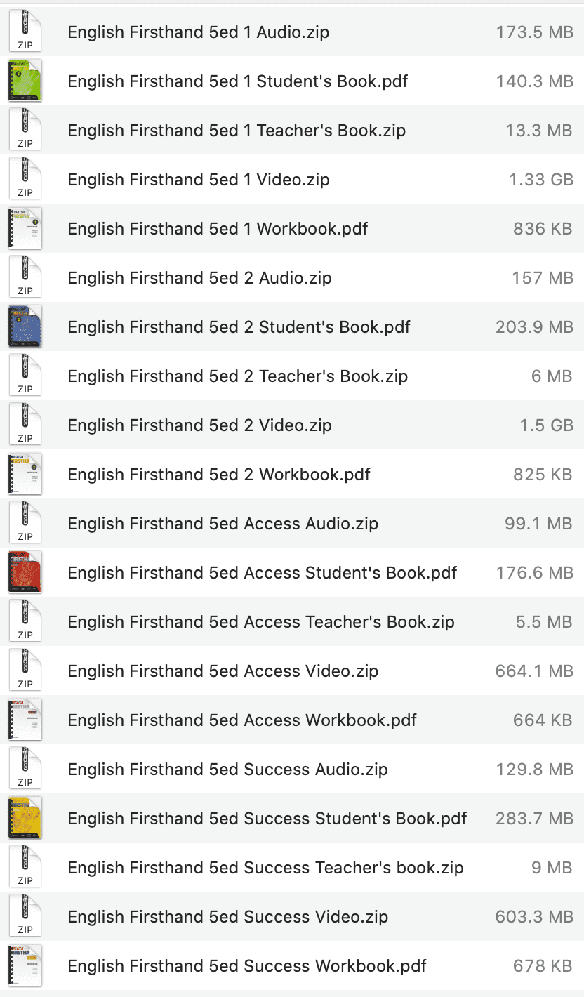 English Firsthand 5ed list