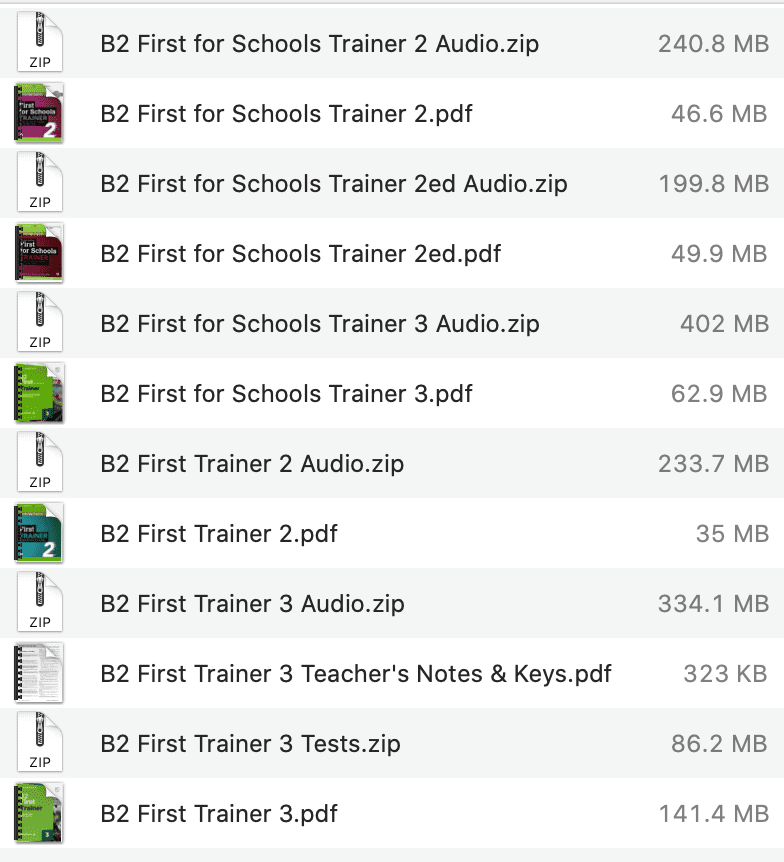 B2 First Trainer list