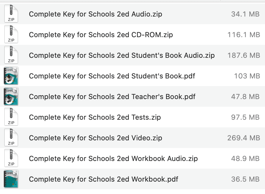 Complete Key for Schools 2ed list