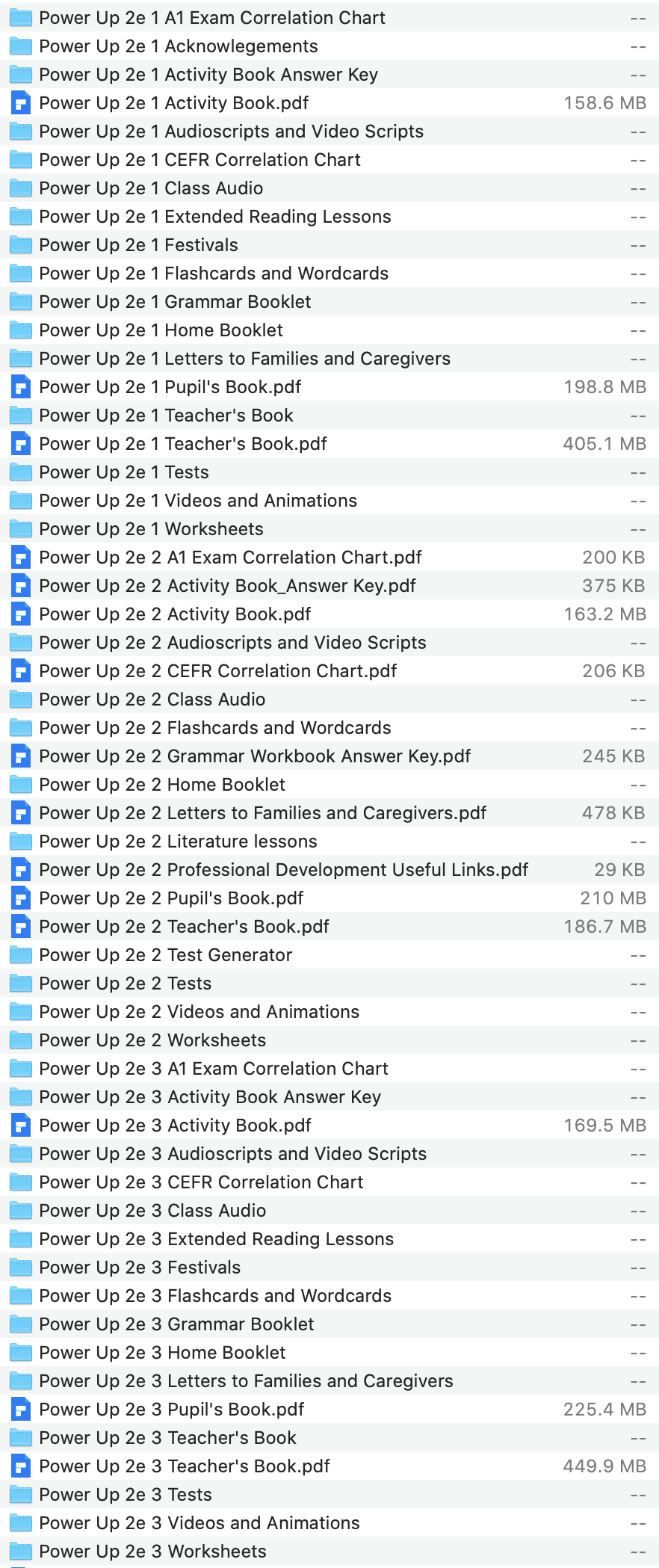 Power Up Second Edition list 1